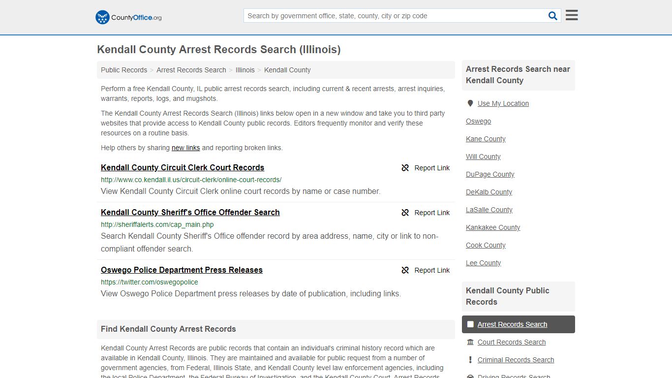 Arrest Records Search - Kendall County, IL (Arrests ...