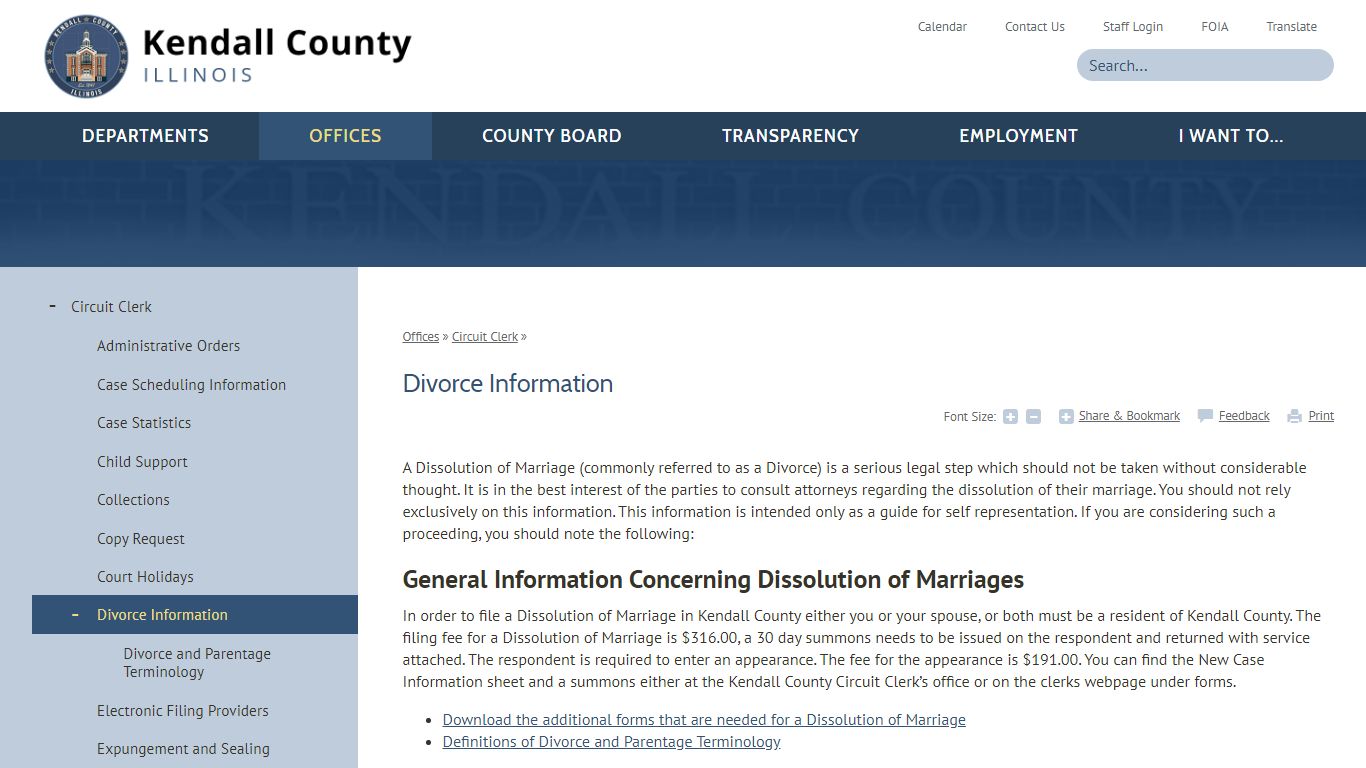 Divorce Information | Kendall County, IL
