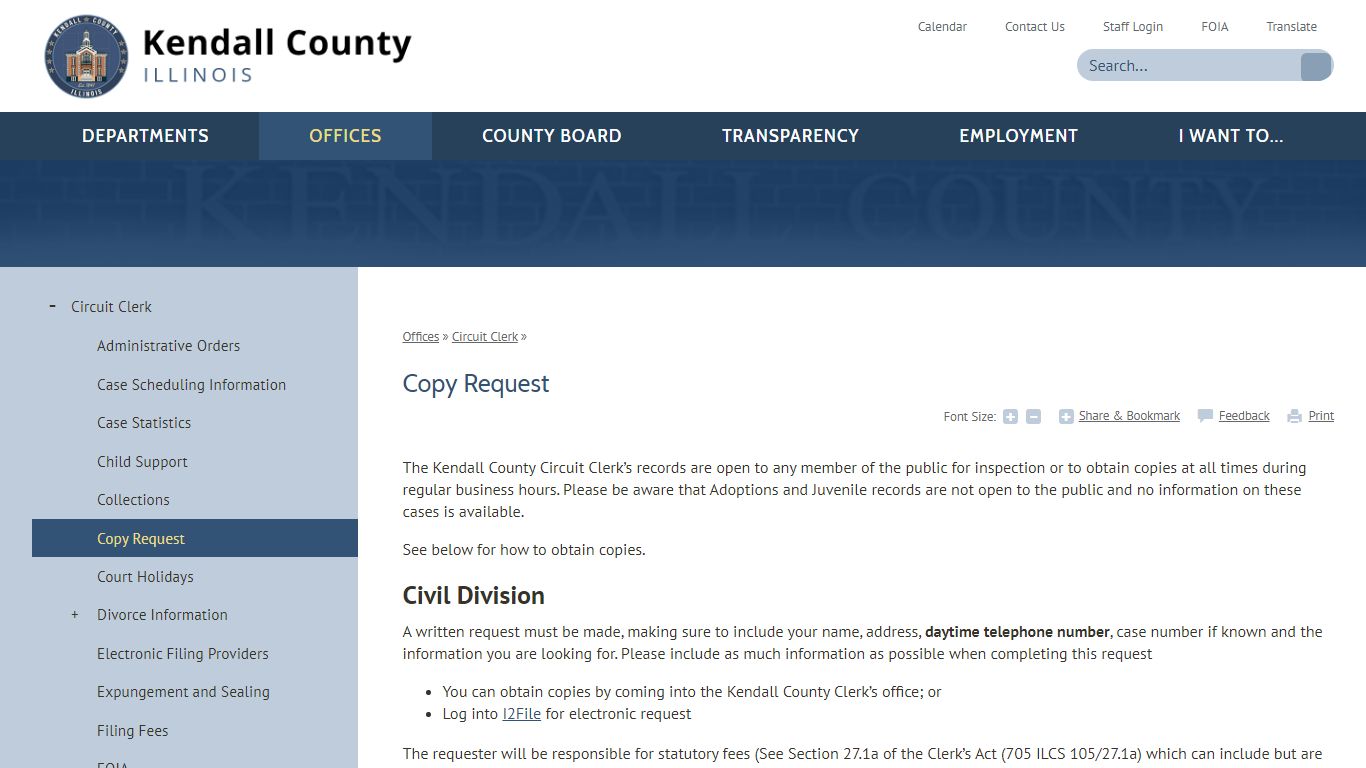 Copy Request | Kendall County, IL